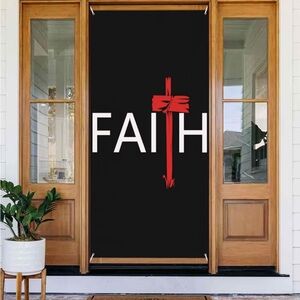 Black and Red Faith Door Banner